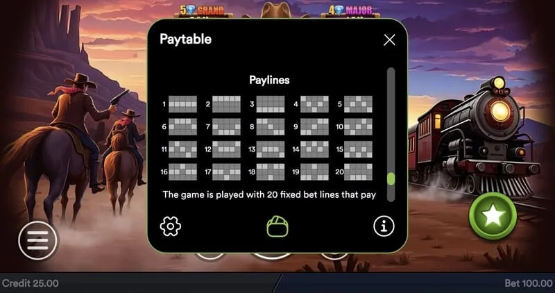 Gold Train Heist - felt fylt med mynter og en fast Jackpot